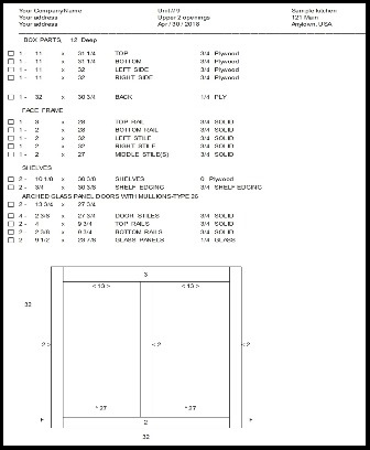 Sample shop plan created with Cabinet Planner