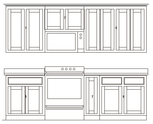 Combined cabinets elevation view