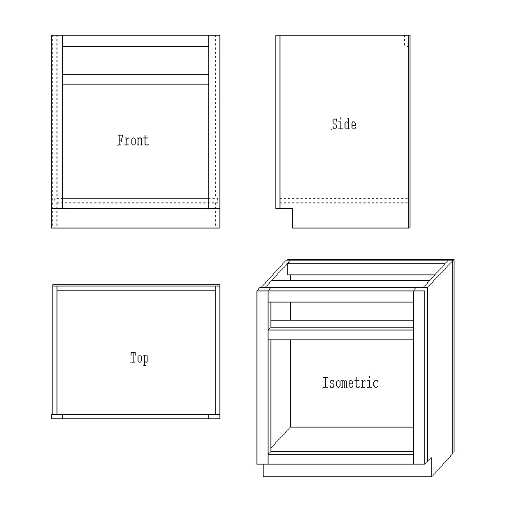 Base cabinet isometric view
