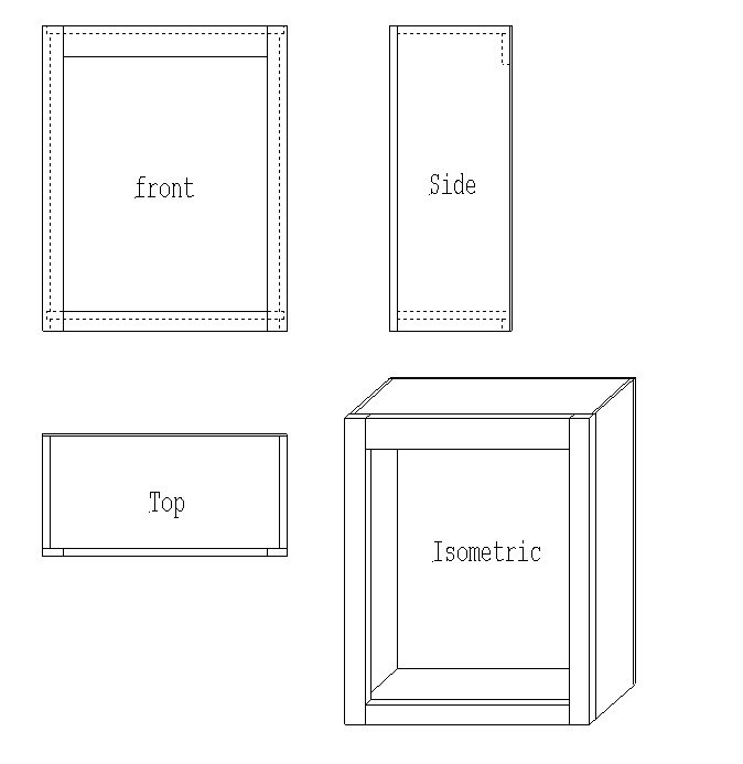 Upper cabinet isometric view